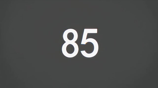 Centered white number eighty five on dark gray background.