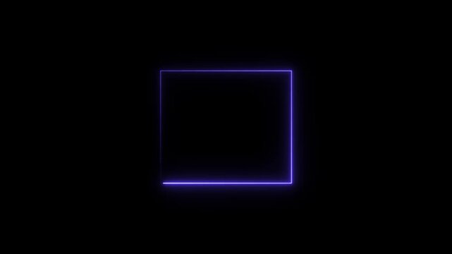 a neon blue glowing rectangular frame set against a solid black background.