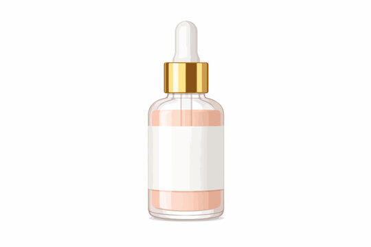 Elegant glass dropper bottle with gold cap and peach serum