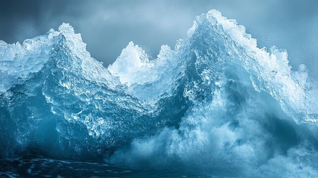 Rugged textured surface of a massive iceberg with intricate icy formations and natural cracks creating a crisp and invigorating frozen landscape background
