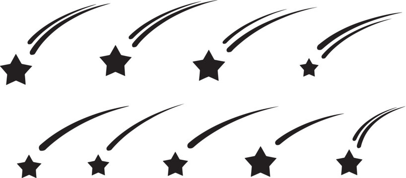 Black star and comet on white background stars comets