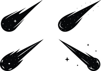 Falling meteor and comet space icons vector illustration set © Your Shop