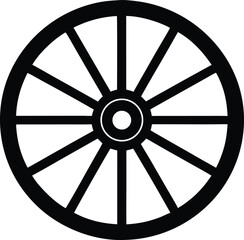 Fototapeta premium Black wagon cart wheel icon vector graphic design element