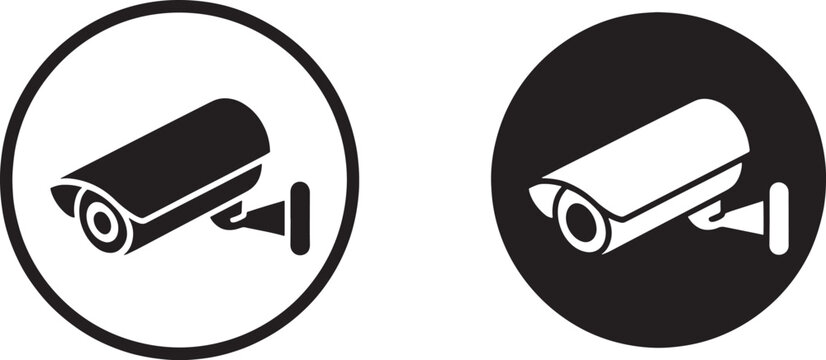 Cctv camera security circle black