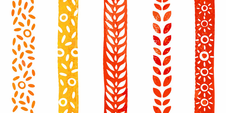 Watercolor painting of vertical stripes featuring various grain and seed patterns