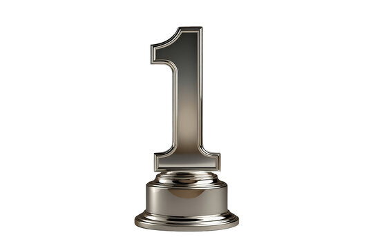 Number one trophy representing success, achievement, and winning first place, isolated rendering with transparent background