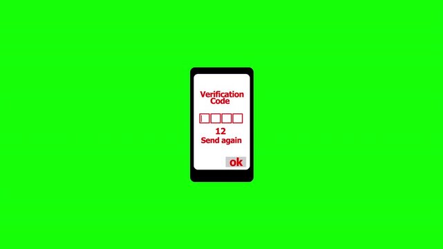  OTP Verification Code Input Process Animation on Green Screen 4K
