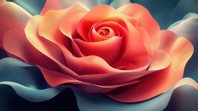 An abstract rose illustration, using unconventional shapes and a mix of colors to create a unique and artistic expression of the flower.