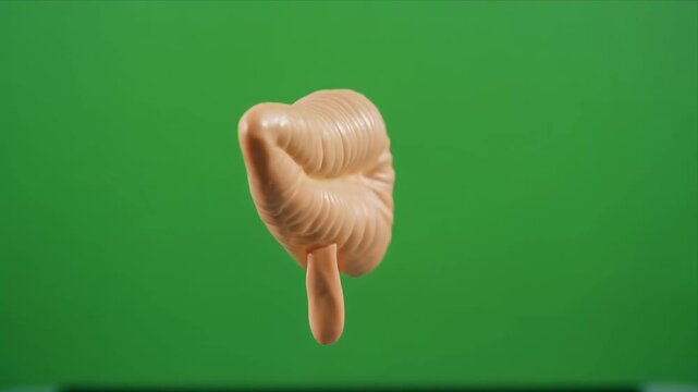 Rotating 3D pancreas anatomy model on green background.