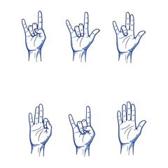 Fototapeta premium American sign language handshapes illustration