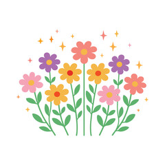 Obraz premium Cute Pastel Flower Garden with Sparkles