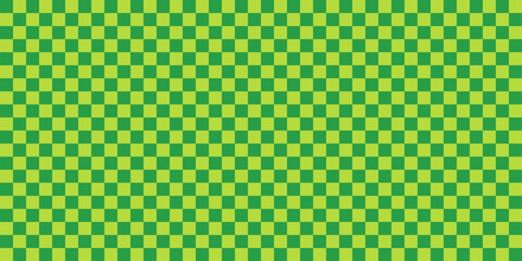 Green Checker Seamless Pattern. Geometry Green White Checkerboard Background. Monochrome Grid Vector Bg Print. Retro Grid Seamless Pattern for Trendy Design, Textile, Packaging. Spring Texture