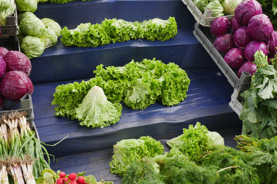 Fresh vegetables at a local market in the morning