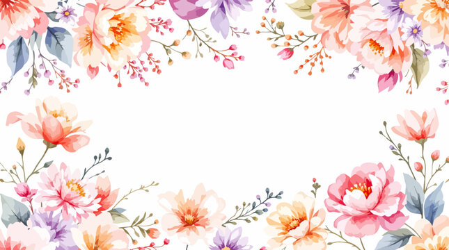 Pastel flowers arranged in a light watercolor style border, offering a serene and beautiful space for text or design elements