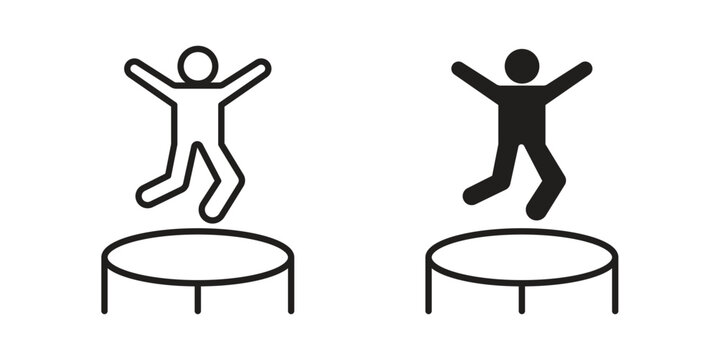 Trampolining icons. Black and White Vector Icons. can be used web and mobile
