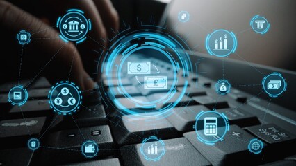 Naklejka premium Currency exchange and fintech innovation in global money transfer, digital currency conversion, secure currency exchange platforms, and next-generation money exchange technologies. Funnel