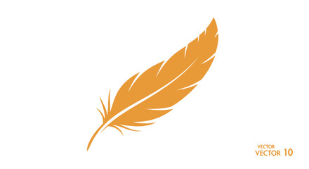 Stylized orange feather illustration on white background © munha