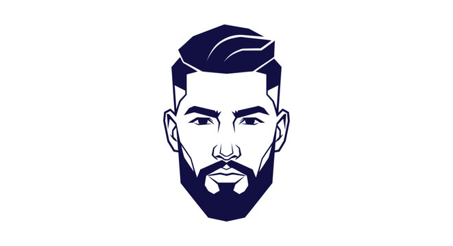Stylized man's head with beard and modern haircut