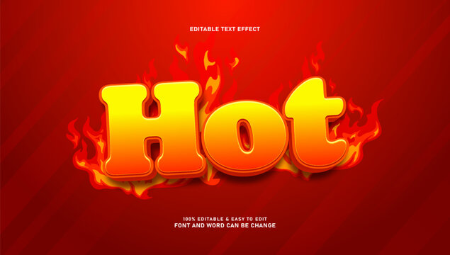 Hot Fire Editable Text Effect with Flame Illustration on Red Background