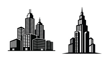 Obraz premium Modern city skyline illustration with bold graphic silhouette
