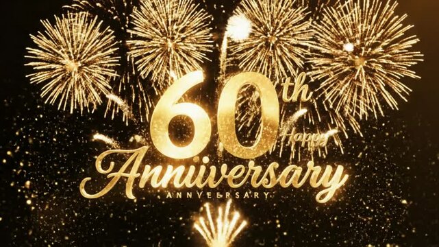 Celebrating 60th Anniversary with Sparkling Fireworks Display at Night