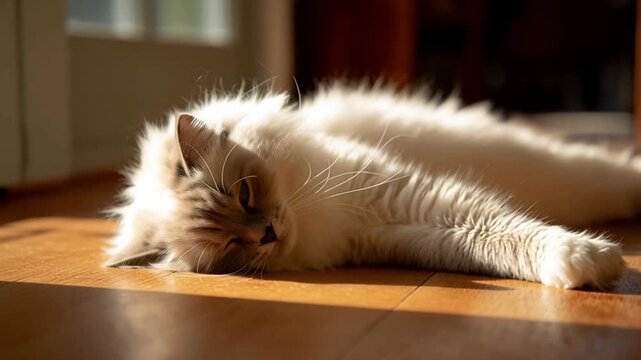 眠そうにうとうとする猫 日差しの中でくつろぐ癒し動画