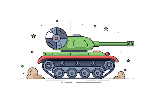 Armored vehicle concept a compact battlefield tank with rotating turret and wide tracks symbolizing heavy ground defense and military strength, with subtle
