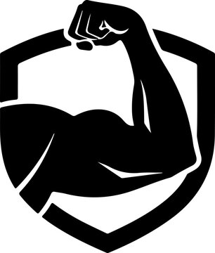 Vector flexed arm shield icon