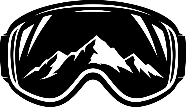 Vector ski goggles icon with mountain view