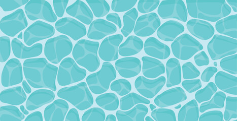 Seamless blue water ripple pattern with swimming pool caustics and abstract liquid surface