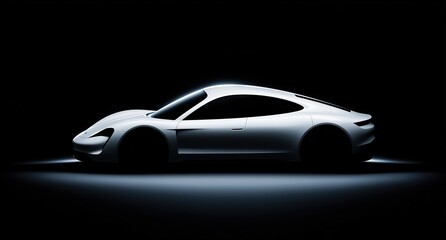 Obraz premium studiolit coupe with detailed features, refined material examination of car silhouette in studio lighting