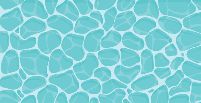 Seamless blue water ripple pattern with swimming pool caustics and abstract liquid surface