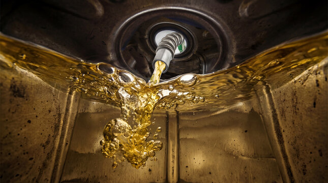 Refilling fuel view from inside of gas tank of a car
