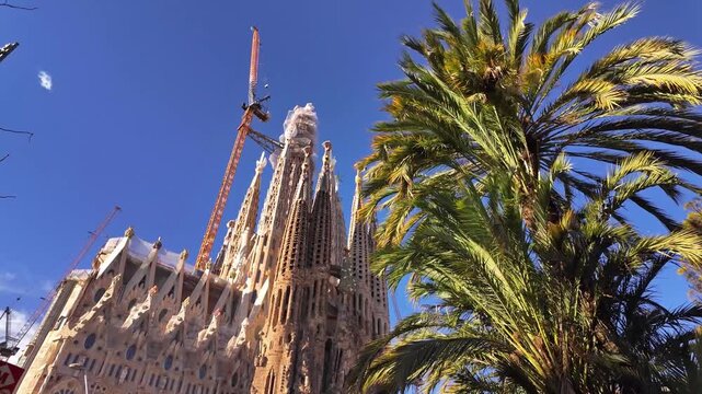 Sagrada Familia Cathedral in spring, Barcelona, Spain.