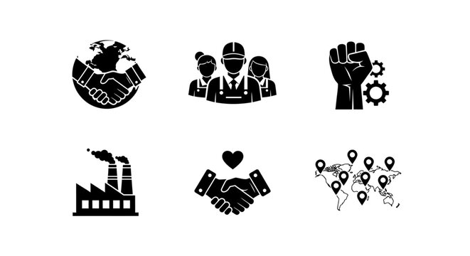 flat vector 6 Labor Day Icons Vector isolated on White Background vector background, vector illustration