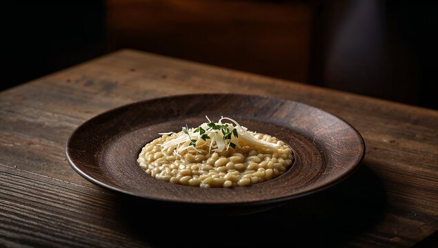 Creamy Risotto Dish with Cheese Shavings