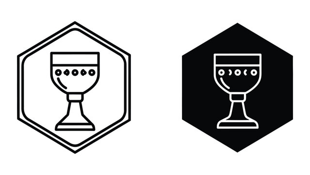 Binary code wine glass vector illustration with black and white flat design