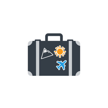 Black Suitcase with Travel Stickers.