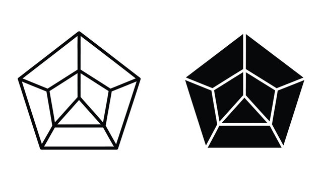 geometric pentagonal prism 3d shape flat design vector illustration