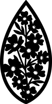 Black floral teardrop shape vector illustration