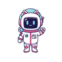 Fototapeta premium A whimsical cartoon astronaut with cat ears and a playful expression in a space suit
