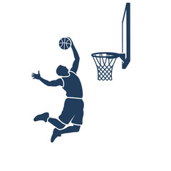 Basketball player performing a slam dunk silhouette illustration © sugi