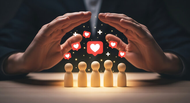 Building Community Support with Digital Hearts and Social Media Engagement