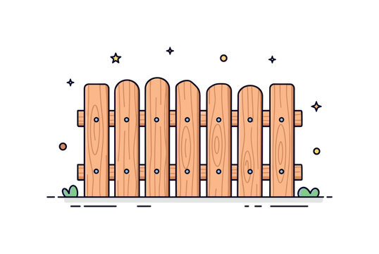 Rustic wooden barrier simple wooden fence made of vertical planks with small nails and subtle wood grain details. Quiet countryside concept representing