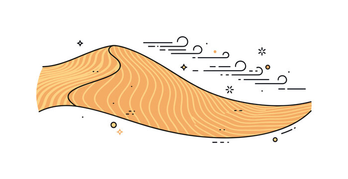 Desert wind patterns curved dune surface with delicate ripple lines formed by desert wind creating a textured sand landscape. The composition highlights