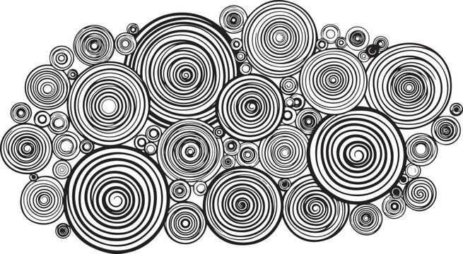 Black and white concentric circles pattern illustration design element