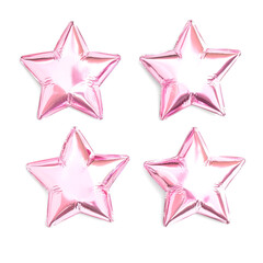 Obraz premium Colored metallic star balloons isolated on white. Clean graphic elements for layout, template and design composition.