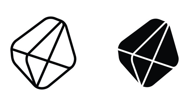 3d geometric diamond and tetrahedron shapes flat design vector illustration