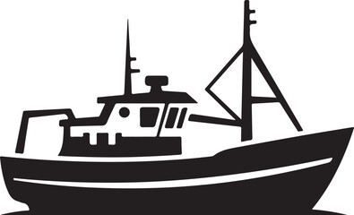 Fototapeta premium Vector silhouette of a fishing boat icon