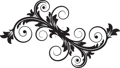 Fototapeta premium Black floral swirl vector border design element